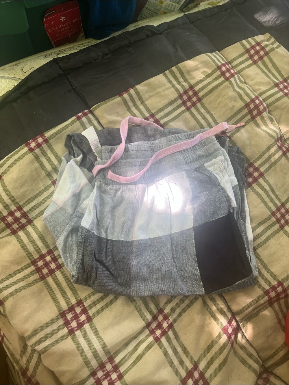 Secret Treasures Girls Gray Colorblock Joggers with Pink Drawstring